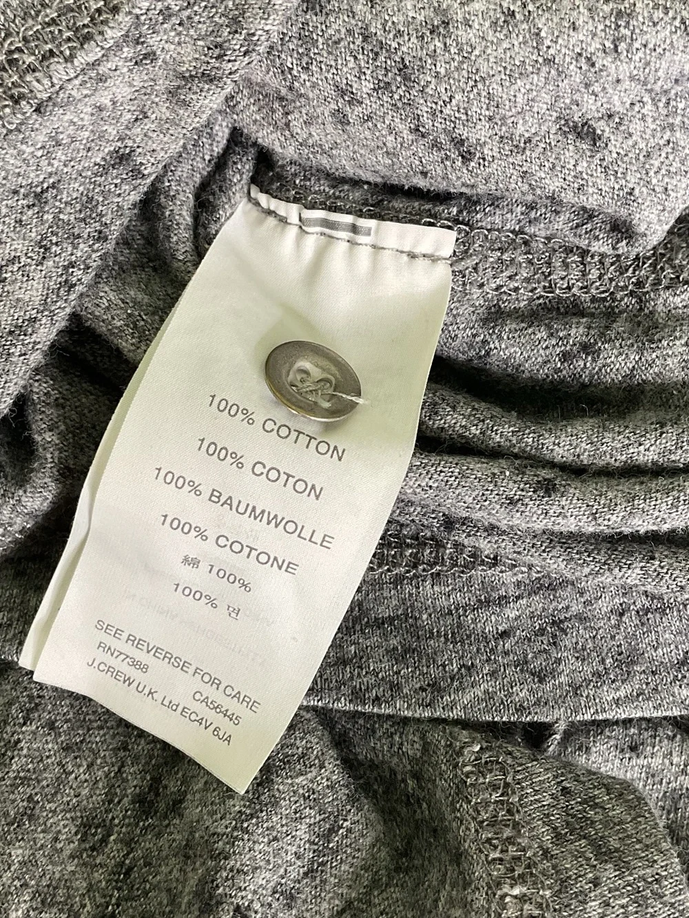 J. Crew Men's Long Sleeve Henley Heather Gray Size XLT